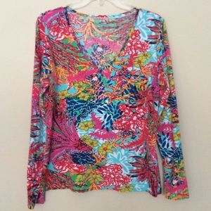 Lilly Pulitzer Long Sleeve Print Top Size L